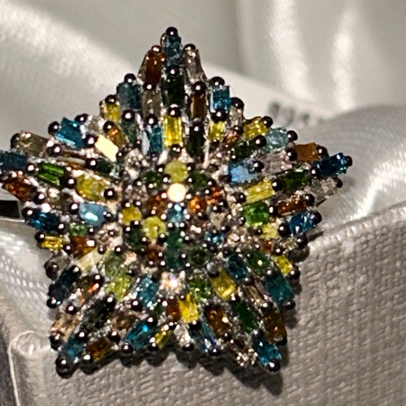 Genuine 1 CTW Multi Diamond Star Ring